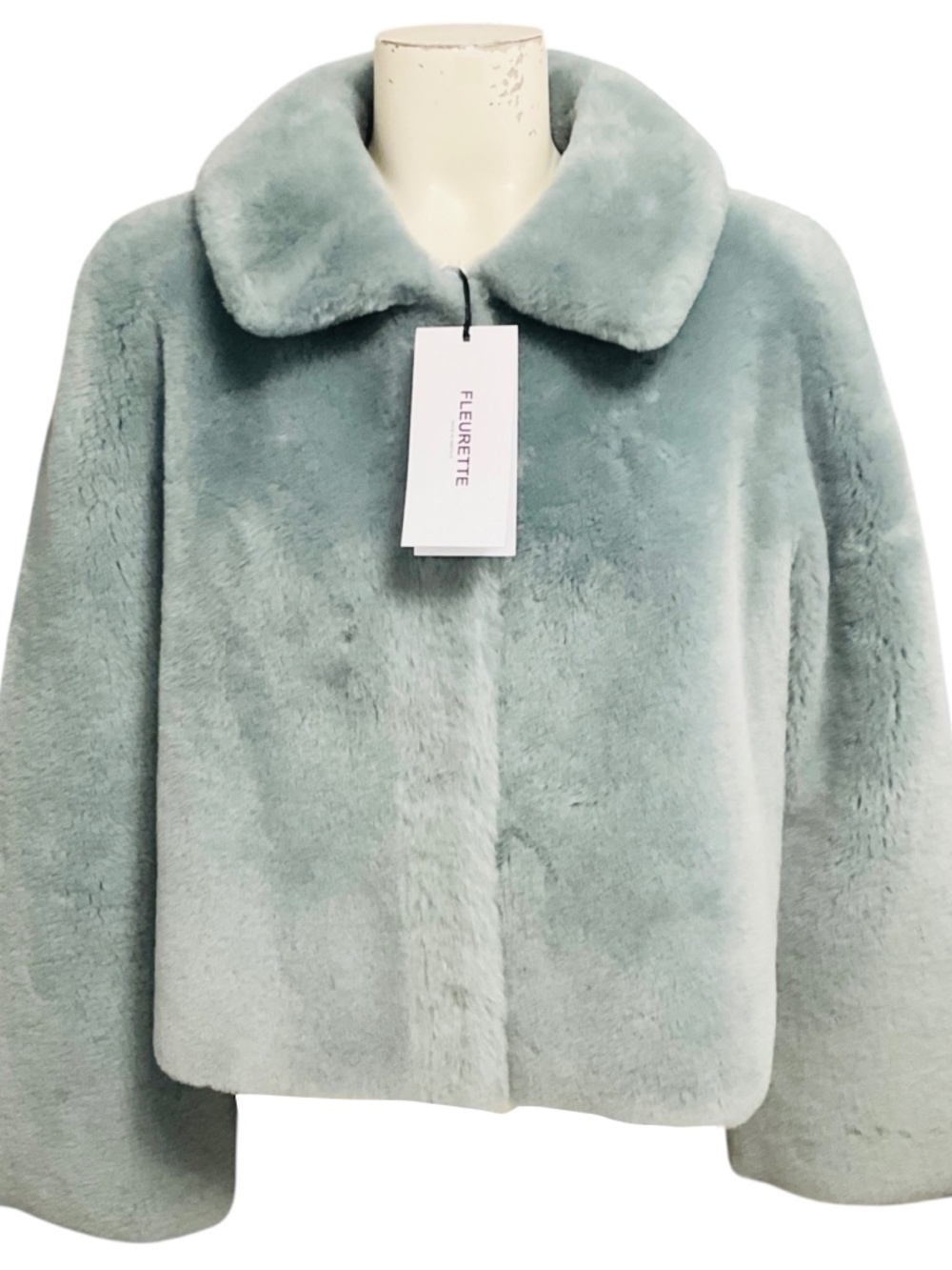 FLEURETTE BLUE CROPPED SHEARLING JACKET